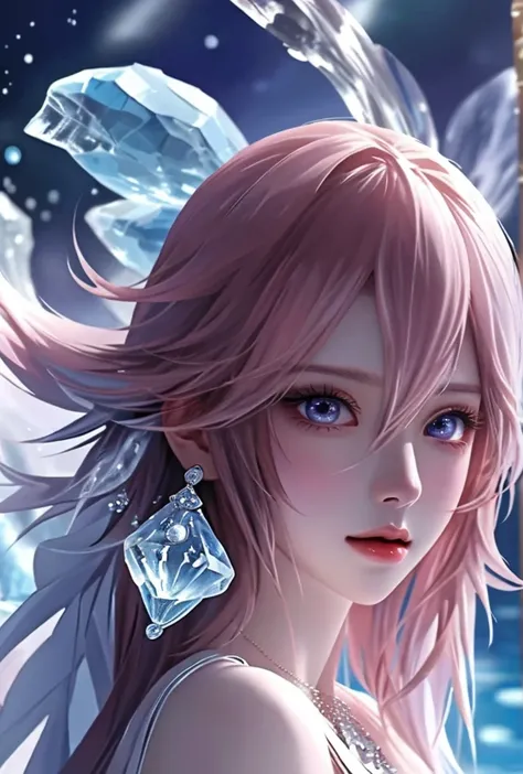 (masterpiece),(best quality),(super fine illustration),(beautiful and detailed eyes),{very detailed light},{painting},{{very fine 8K CG wallpaper}},anime,1girl,solo,beautiful detailed ice,beautiful detailed water,ice palace,galaxy,gem,jewelry,necklace,FULL...