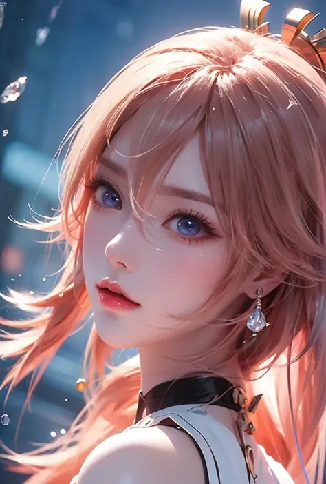 (masterpiece),(best quality),(super fine illustration),(beautiful and detailed eyes),{very detailed light},{painting},{{very fine 8K CG wallpaper}},anime,1girl,solo,beautiful detailed ice,beautiful detailed water,ice palace,galaxy,gem,jewelry,necklace,<lor...