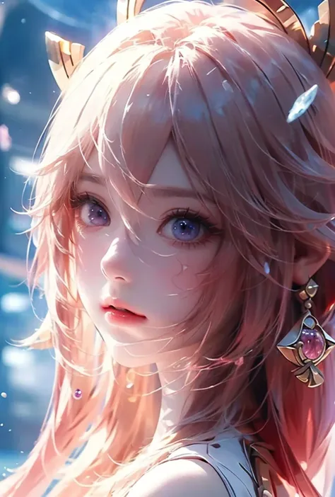 (masterpiece),(best quality),(super fine illustration),(beautiful and detailed eyes),{very detailed light},{painting},{{very fine 8K CG wallpaper}},anime,1girl,solo,beautiful detailed ice,beautiful detailed water,ice palace,galaxy,gem,jewelry,necklace,