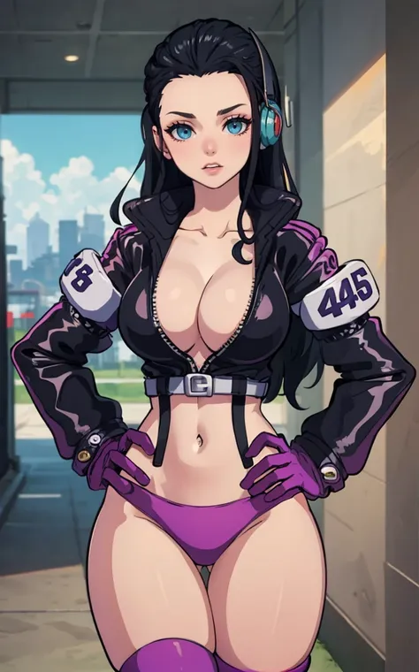 (masterpiece,best quality),highres, , 
(contrapposto,hand on hip)<lora:ONEPIECE_EggHead_NicoRobin_ownwaifu:0.8>,
ONEPIECE_EggHead_NicoRobin_ownwaifu,
1girl, nico robin, black hair, long hair, large breasts, blue eyes, collarbone, hair slicked back, eyelash...