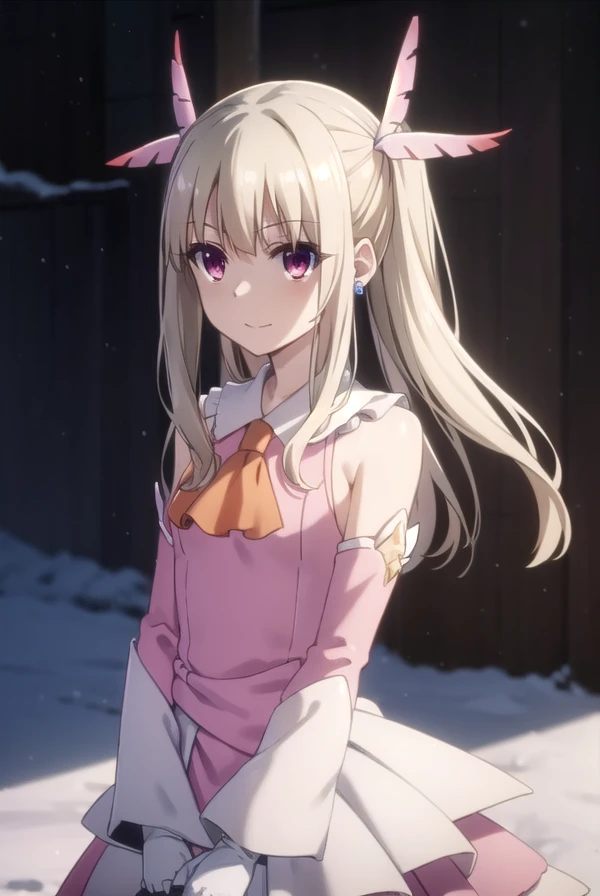 illyasvielvoneinzbern, <lora:illyasviel von einzbern s2s3-lora-nochekaiser:1>,
illyasviel von einzbern, long hair, blonde hair, (red eyes:1.3), smile,
BREAK hair ornament, gloves, dress, jewelry, earrings, detached sleeves, ascot, magical girl, feathers, p...