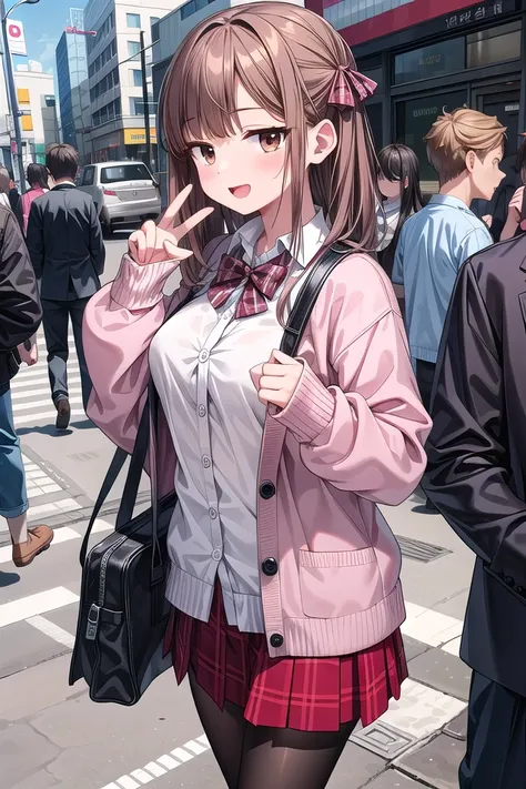 <lora:hotarueye_jitome18_v100:1>
insanely detailed, absurdres, ultra-highres, ultra-detailed, best quality,
1girl, solo, nice hands, perfect hands,
BREAK
(School Uniforms:1.2), (pink cardigan is fit body:1.4), ((do up a buttons, not loose):1.5), ((long sle...