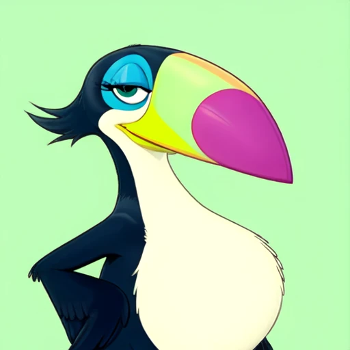 Eva, sfw, toucan, female, 2d, cartoon, flat colors   <lora:Eva(BirdMovie,Rio):0.7>