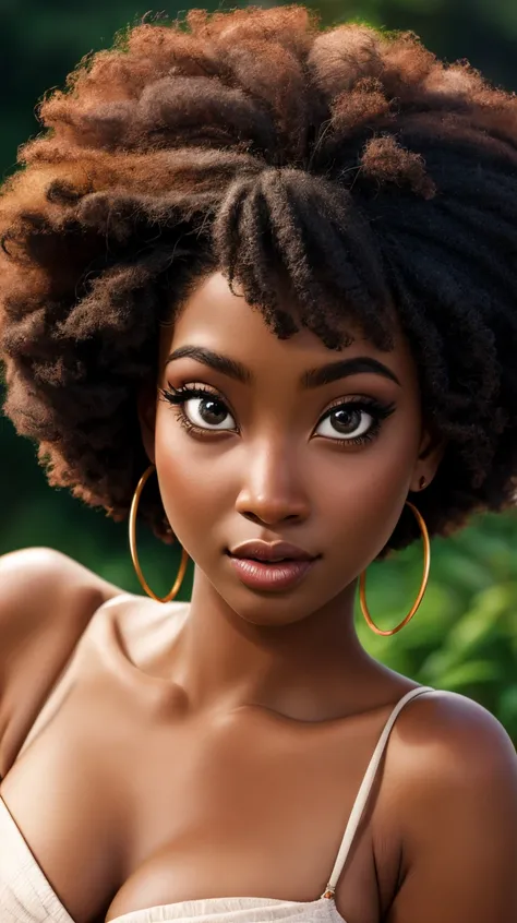 <lora:sexy-nigerian:1> dark skin, afro hair, high quality photography, hdr, smooth, sharp focus, high resolution, bokeh, deep of...