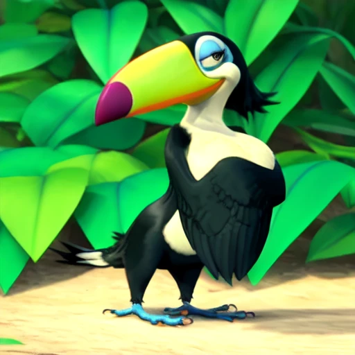 Eva, sfw, toucan, female, 3d, cgi, detailed   <lora:Eva(BirdMovie,Rio):0.7>  <lora:BirdMovie:0.2> fullbody