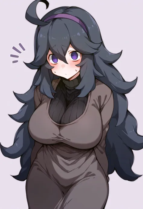 score_9, score_8_up, score_7_up,
BREAK
source_anime,
BREAK
hex maniac (pokemon), pokemon, 1girl, purple eyes, purple hairband,
shy, blush, long hair, ahoge, @_@, large breasts, long dress, black dress, long sleeves,
 <lora:kz oji-v1-PDXL:1>