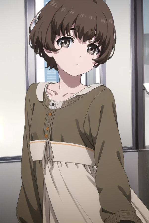 aikunogi, <lora:ai kunogi s1-lora-nochekaiser:1>,
ai kunogi, short hair, bangs, brown hair, (brown eyes:1.5), 
BREAK long sleeves, dress,
BREAK indoors, office,
BREAK looking at viewer, (cowboy shot:1.5), dynamic pose,
BREAK <lyco:GoodHands-beta2:1>, (mast...