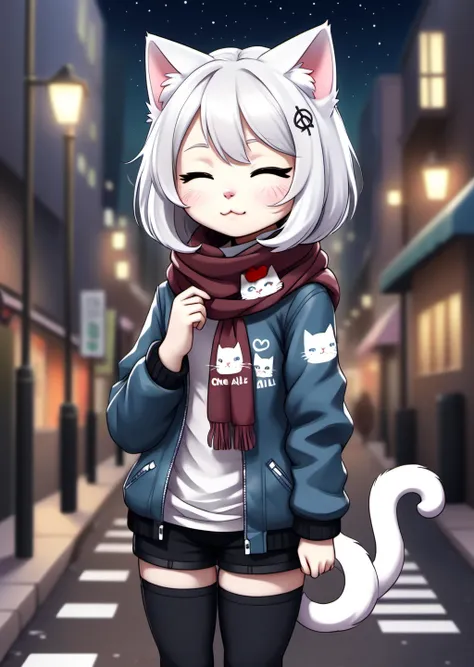 /ONE FOR ALL, imagine
chibi kawaii style
1girl, white hair, medium hair, cat ears, closed eyes, looking at viewer, :3, cute, scarf, jacket, outdoors, streets
 Made with ONE FOR ALL checkpoint by Chaos Experience @ https://civitai.com/user/ChaosExperience/ 