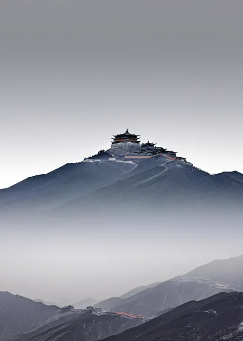 <lora:äºå°å±±:1>,Mount Wutai, no humans, grey background, gradient background, gradient, scenery, simple background, masterpiece, best quality,