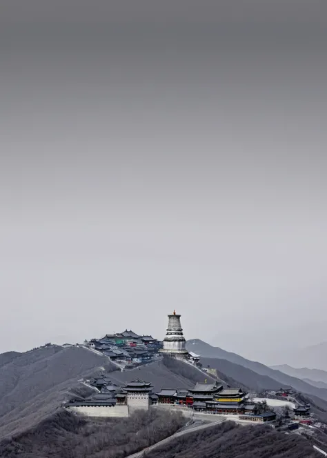 <lora:äºå°å±±:1>,Mount Wutai, no humans, grey background, gradient background, gradient, scenery, simple background, masterpiece, best quality,