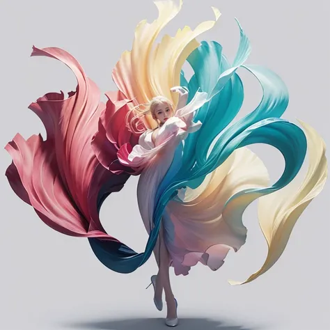 (unity 8k wallpaper, ultra detailed, masterpiece, best quality, official art, beautiful and aesthetic:1.2),1girl,gradient background,Gorgeous,<lora:flora:0.7>,full body,dance,