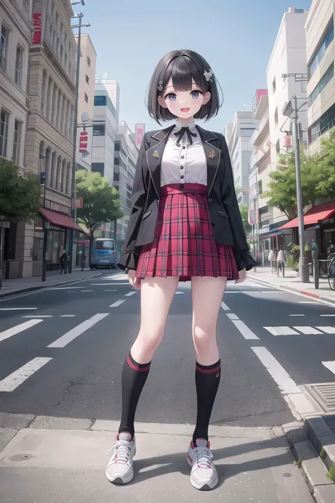 insanely detailed, absurdres, ultra-highres, ultra-detailed, best quality,
1girl, solo, nice hands, perfect hands, small
BREAK
(lanky,gothic dress,nylon clothes,denim dress,saddle jacket,red tartan-check pleated skirt,frilled legwear,sneakers:1.2), (thigh ...