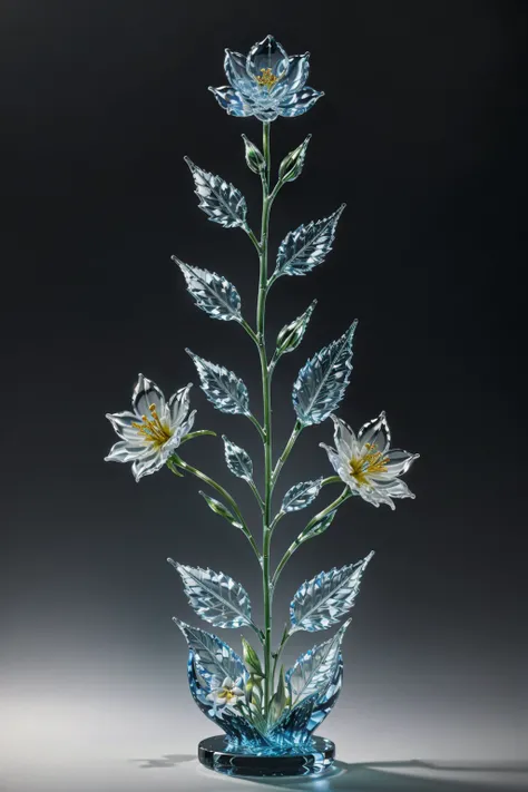 ((best quality)),absurdres,(ultra high res), glass sculpture of a ((flower)), extremely detailed, (realistic), (8k), (Masterpiece), <lora:sculpture:0.75>