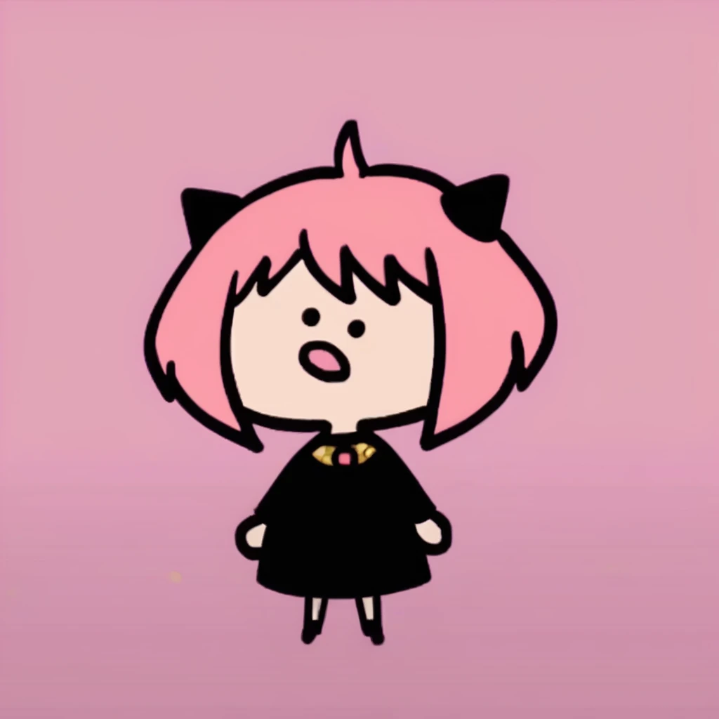 score_9, score_8_up, score_7_up, score_6_up, score_5_up, score_4_up, source_anime, terminalmontage, girl, anya foger, spy x family, pink hair, black dress with gold trim, dot eyes, humanoid<lora:PD Terminalmontage Style:0.9> <lora:Phdpigeon_XLPD:0.1>