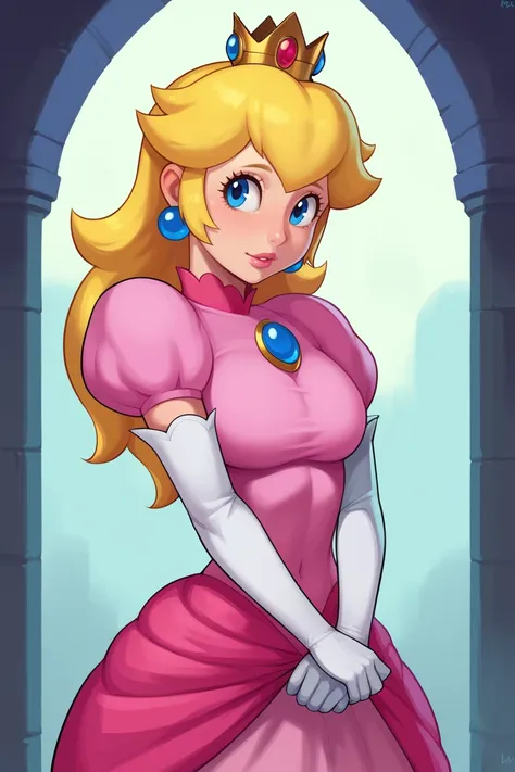 score_9, score_8_up, score_7_up, BREAK, <lora:aka6-guy-PONYv1:1>, 1girl, solo, princess peach,