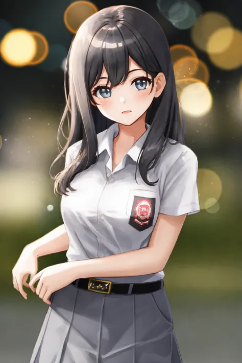 (((Ultra-HD-quality-details)))   1girl, cewe-sma, white shirt, gray skirt , belt, class room, ((bokeh))<lora:cewe-sma:1>