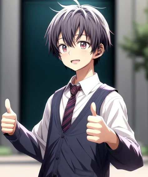 1boy, anime, thumbs up,