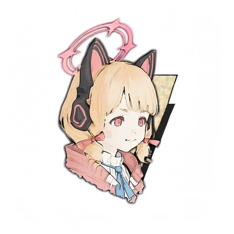 ffxiv battle talk portrait,simple background, white background, portrait,
momoi (blue archive),halo, cat ear headphones,
 <lora:kohaku_delta_style_ffxiv_battle_lora:1>