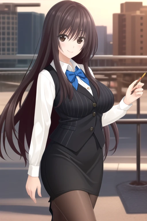 ((masterpiece)),(best quality),official art,extremely detailed CG,unity 8k wallpaper,ultra detailed,beautiful detailed eyes,extremely detailed face,park,1girl,solo,cowboy shot,looking at viewer,facing viewer,smile,Yakuouji Komachi,very long hair,black hair...