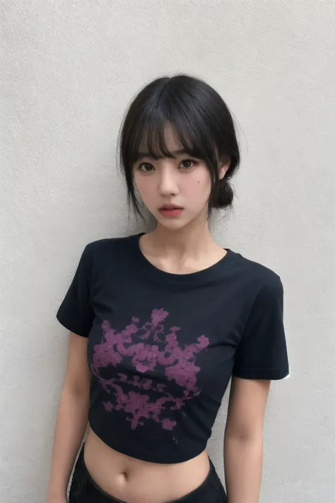 1girl, high quality,standing, navel, t-shirt, upper body, skin tight, 
 <lora:yzdlw_v1-000006:0.68>