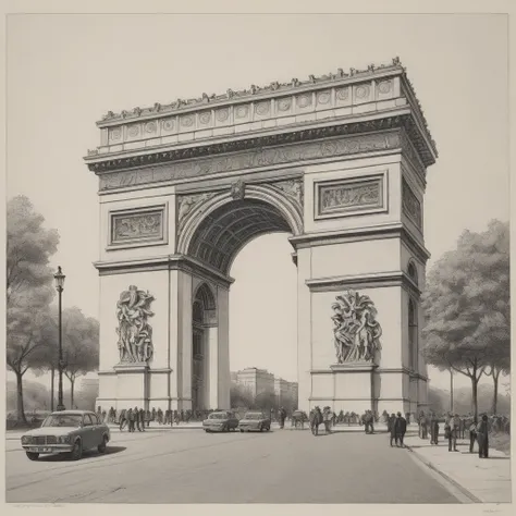 Pencil drawing of the Arc de Triomphe.