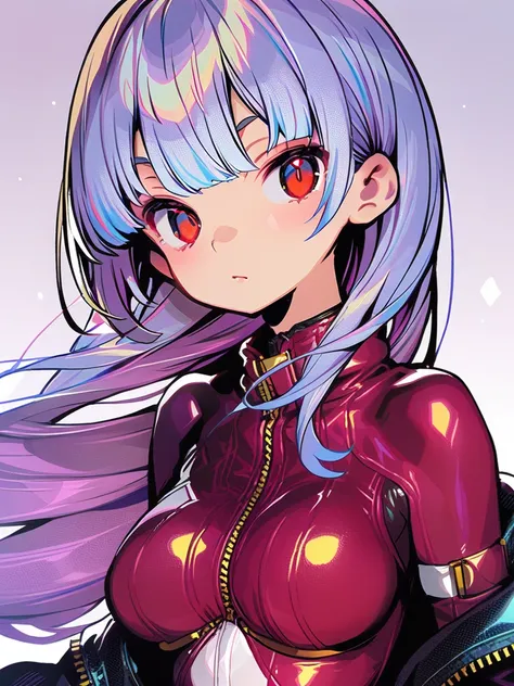 <lora:xl_dohna dohna(kohaku_delta)-000005:1>,dohna dohna style, 1girl, kula diamond, solo, long hair, blue hair, breasts, looking at viewer, red eyes, upper body, zipper, bodysuit, medium breasts, bangs, closed mouth, jacket, masterpiece, best quality,