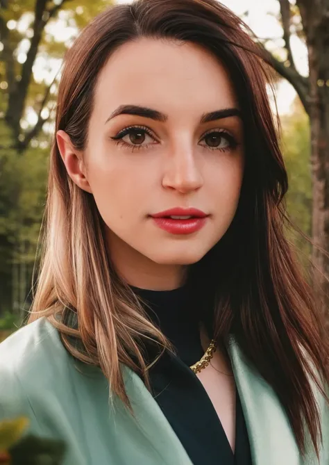 raw photo of gibiAsmr,<lora:gibiAsmr:1> detailed skin,brunette, detailed eyes, epiCPhoto, dslr, wears red dress, (bokeh:1.2), cinematic, photography By David Hamilton, in the park, (night:1.1),  looking at viewers,detailed face,( face closeup:1.1), render,...