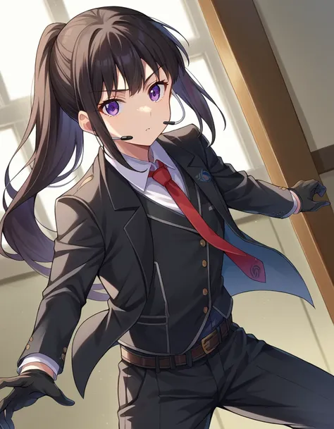 anime girl in a suit and tie with a red tie（inoue takina)