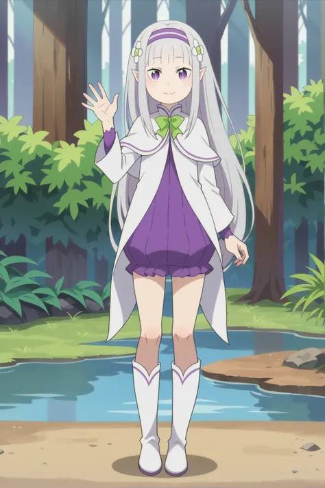 score_9, score_8_up,
<lora:LolimiliaXL-000030:1>,1girl, long hair, grey hair, hair flower, bangs, pointy ears, hairband, solo, blunt bangs, purple eyes, white capelet, long sleeves, looking at viewer, purple dress,smile, very long hair, standing,white foot...