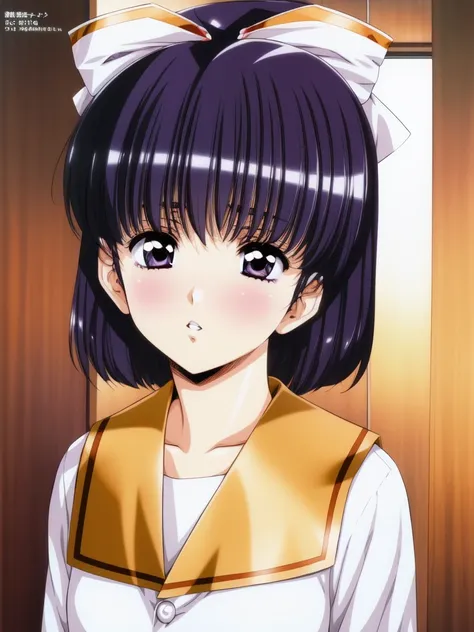 <lora:Ai_Mizuho:0.8>,Mizuho, 1girl, solo, short hair, bow, long sleeves, parted lips, looking at viewer, bangs, upper body, tomoe hotaru, white bow, school uniform, shirt, indoors, white shirt, blush,
masterpiece, high quality, very_high_resolution, large_...