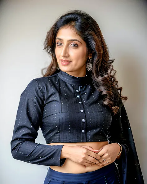 photo of srgk woman, conservatively dressed,  wearing Charcoal high neck Phulkari Suit that covers the neck breasts and navel, dynamic pose, simple nautical interior background in bokeh   <lora:sgrk_Sagarika_Ghatge_SD15_LoRA_prodigy_local_regs:1>