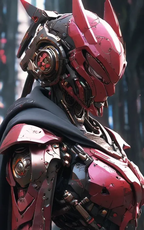 masterpiece, best quality 1girl, armor, blurry, cyberpunk, helmet, lips, nose, power armor, realistic, science fiction, solo, upper body