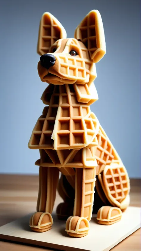 <lora:WaffleStyleXL:1>WaffleStyle  dog body, made out of waffles, (Masterpiece:1.3) (best quality:1.2) (high quality:1.1)