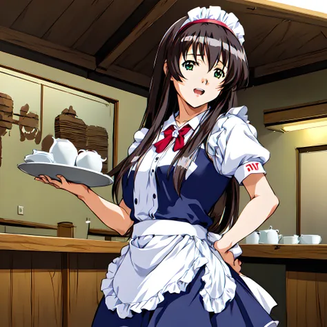 <lora:himeno:0.8>,himeno,1girl,super fine illustration,masterpiece,best quality,cowboy_shot,maid,waitress,;d,