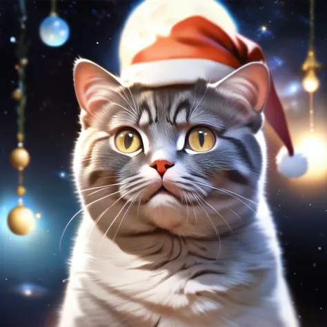 <lora:spacecat xl:0.8>
spacecat,santa hat,