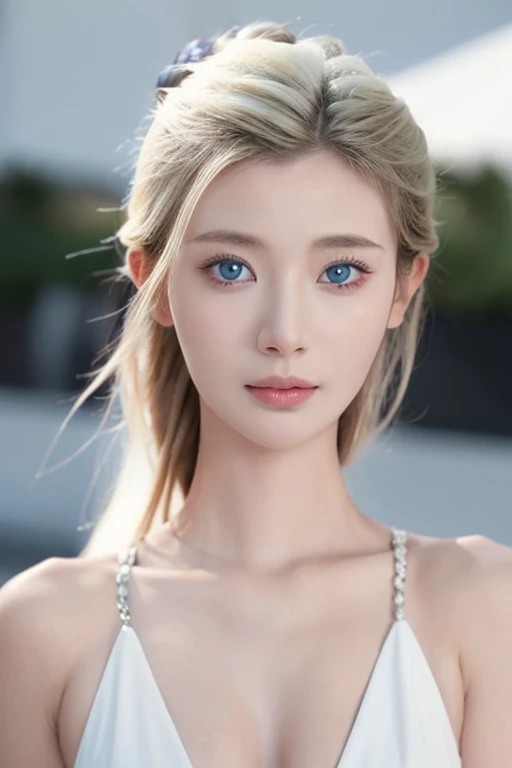 1girl,realistic,upper_body,masterpiece, best quality ,blue_eyes,blonde hair, 1girl, solo,detailed face,<lora:LinYueQingV4:0.9>