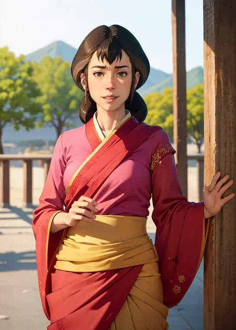 (upper_body shot, masterpiece, best_quality, ultra-detailed, immaculate:1.3),
BREAK
<lora:t10kp3ma-000024:1> t10kp3ma, solo, female focus, smile, looking at viewer, standing, 
yellow and red robe,
<lora:detail_slider_v4:0.5>
BREAK
temple,