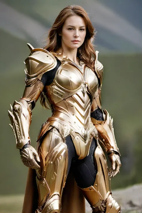 hxarmour,1 woman,(light brown armour:1.1),mountain,<lora:HXarmour_005XL:0.8>,