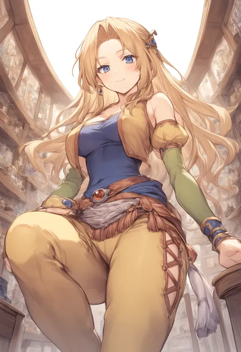 1girl, celes chere, final fantasy vi,solo,<lora:sdxl2-flat2-512b:-1>
<lora:celes_amano_XL_v1:0.6>,blonde hair, blue eyes, hair ornament, large breasts,detached sleeves, bare shoulders, very long hair, wavy hair, vest, yellow pants, belt, jewelry, fringe tr...