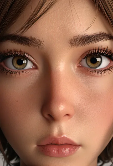 3d animation, skin texture, detailed hair, portrait, looking straight forward, beautiful eyes, big wide eyes, detailed eyes, det...