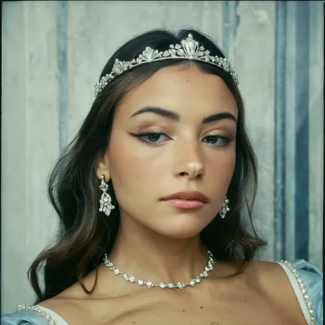 <lora:gabmoura_xl_1_standard_wo_cap-000083:1> (Skin texture),High qualitycloseup face portrait photo, analog, film grain, actress dressed as a medieval queen with a delicate diamond tiara,regal,