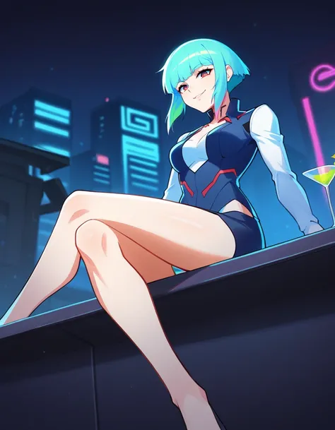 score_9, score_8_up, score_7_up, score_6_up, score_5_up, score_4_up, source_anime, BREAK    <lora:Ilya_Kuvshinov_Artist_Style_ponyXL-000011:1>  lucy_(cyberpunk), solo, pale_skin,grey_eyes, white_hair, multicolored_hair , crossed legs,light_smile, glow in t...