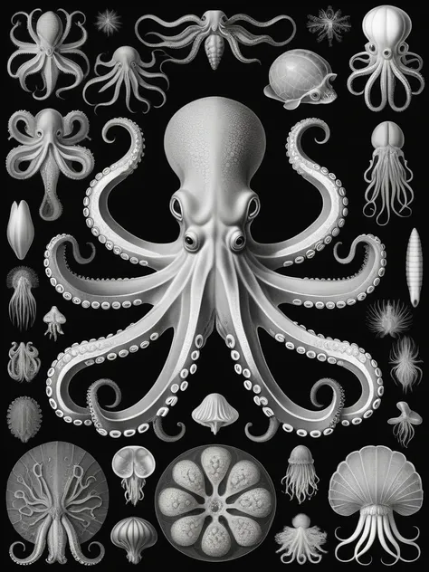 Artforms in Nature/Kunstformen der Natur - Ernst Haeckel (Black and White)