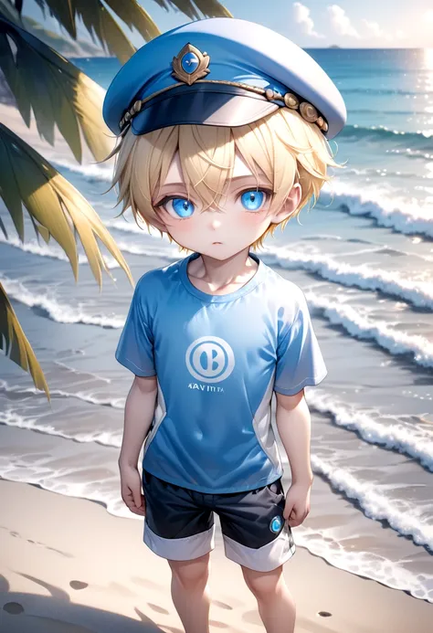 <lora:cacd-xl-base-2:0.6>,1boy, aoki, blonde hair, hat, masterpiece, ultra detail, beach, blue eyes, cute shirt, shorts, standing, full shot,
(masterpiece:1.2), best quality, high resolution, unity 8k wallpaper, (illustration:0.8), (beautiful detailed eyes...