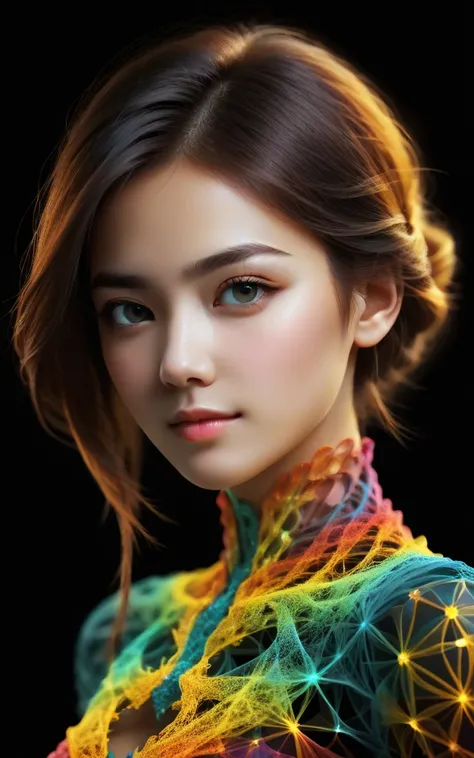 particle style,colorful,1girl,Elegant,Portrait Photogram,detailed gorgeous face,
<lora:å¥½åç±³-xl-particle:0.8>,