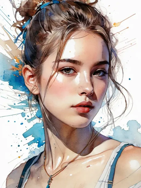 portrait of  DEN_jana_defi (headshot:1.1), 1girl, DC_hero_girl, looking at viewer, (masterpiece, best quality, ultra-detailed, best shadow),, sticker of a girl from dc comic, Kim Jung gi, freedom, soul, digital illustration, comic style, centred, approachi...