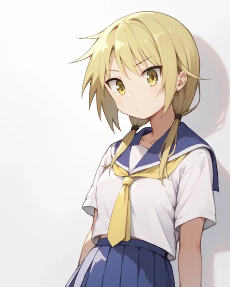 score_9, score_8_up, score_7_up,
<lora:Ichii_Yui_PONY:1>,ichii yui,1girl, solo, long hair,yellow eyes,blonde hair, low twintails, school uniform,pleated skirt, serafuku,blue sailor collar,yellow necktie,