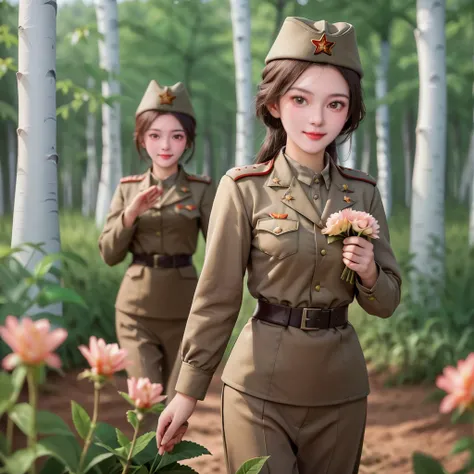 <lora:SD 50Soviet Military uniform-000001:0.8>
1girl,solo,Soviet Military uniform, dynamic pose, white Birch Forest,
best quality, high quality, highres, masterpiece,sharpening, 
looking at viewer, facing viewer, seductive smile, happy,nice face,depth of f...