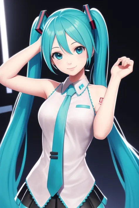 1girl, solo, looking at viewer, smile, hatsune miku,