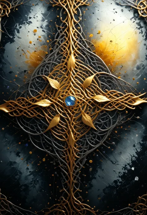 (abstract)++, (celtic mixed wild flowers)++,(celtic petals)++, (glass and gems)++, ((celtic knot patterns))++, (gold and silver)++, ((mixed art styles))++, (cgi)++, powerful (movie poster), (cinematic lighting),((breathtaking))++,(detailed textures),(high ...